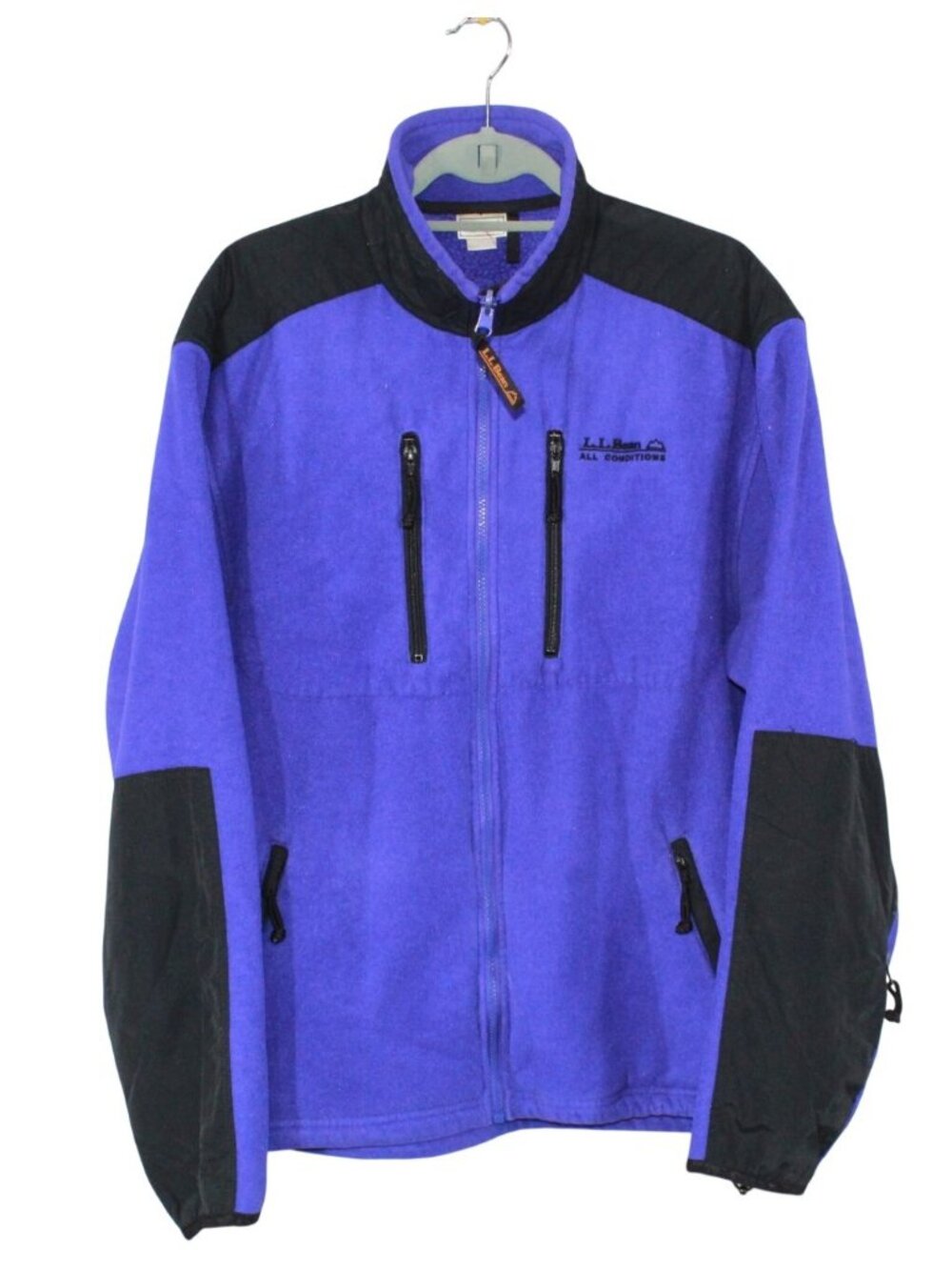 Vintage LL Bean Men Full Zip Fleece Jacket Purple Outdoor Hiking Gorpcore L Tall